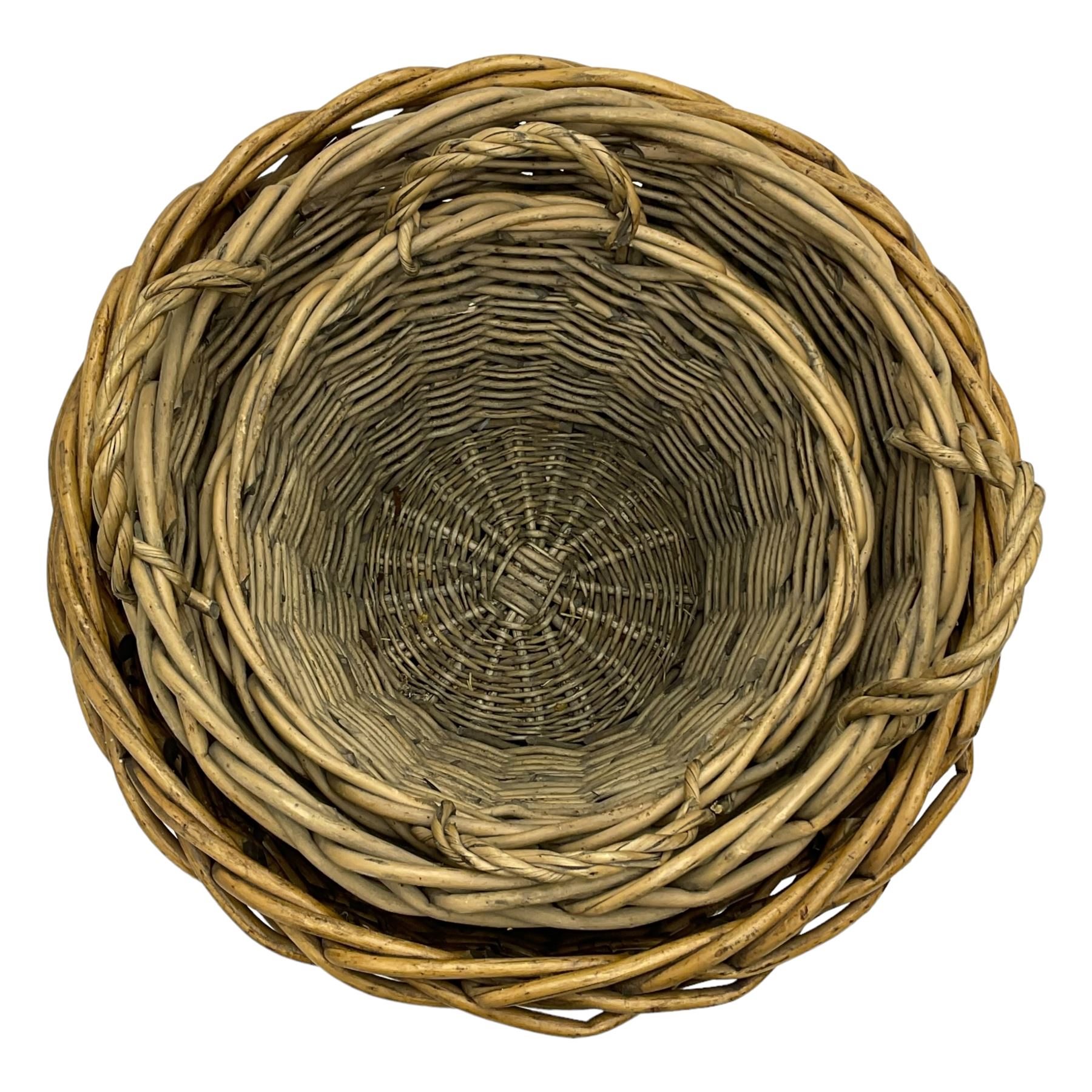 Three graduating wicker baskets (the largest - D55cm, H40cm)