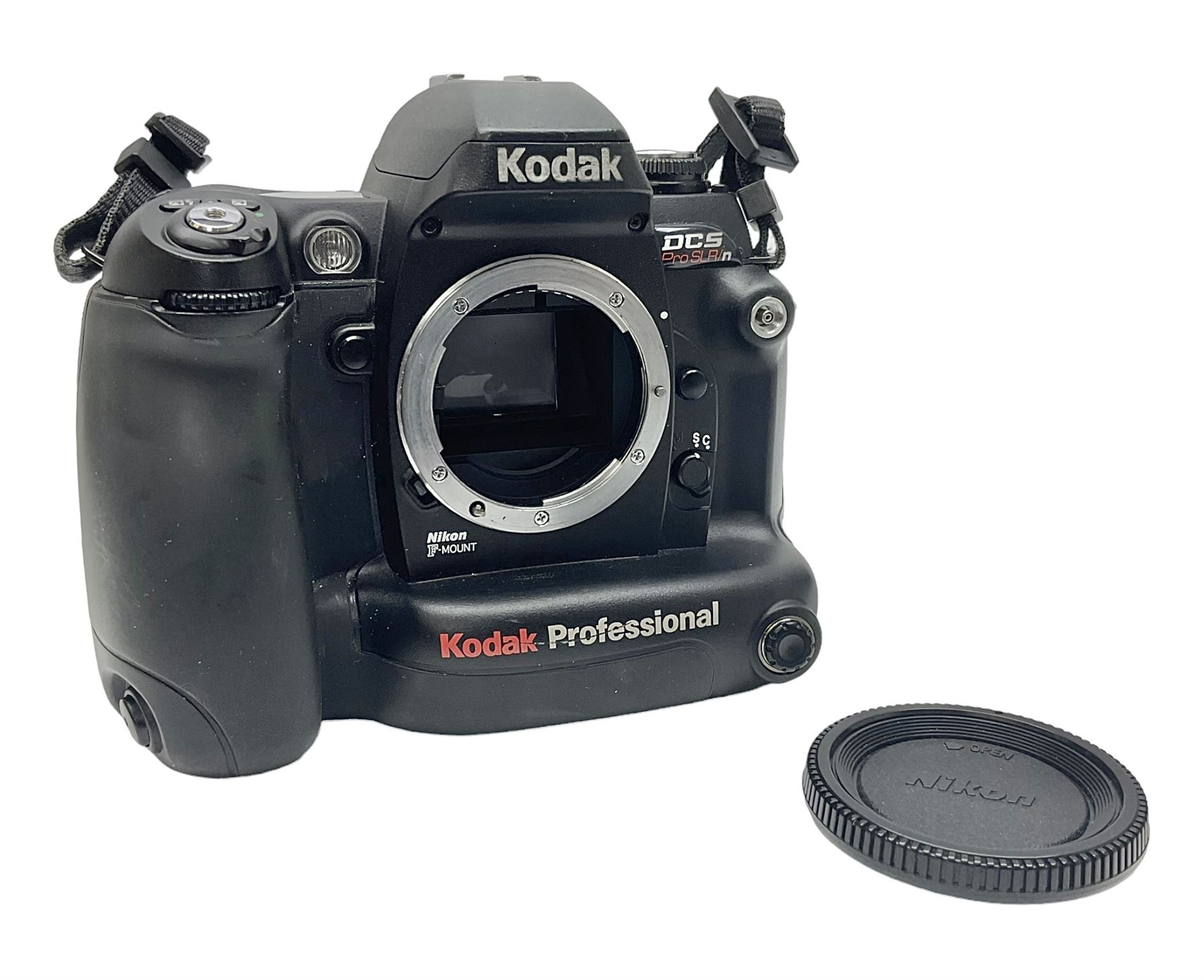 Kodak DCS pro, with Nikon F80 mount, serial no. PSLRN24607, with three batteries, charged, instruction manual and a carry case