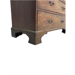 George III mahogany chest on chest, fitted with two small drawers above three drawers, central slide and three further drawers, brass loop handles, on bracket feet