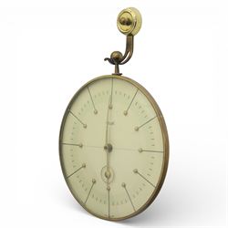 Heinrich Möller for Kienzle - art deco brass wall clock, circa 1930s, eight day movement, ...