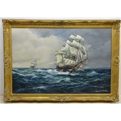  Harold Johnson (British 20th century): 'The Blackwall Ship Northfleet', oil on canvas signed, titled verso 59cm x 90cm  