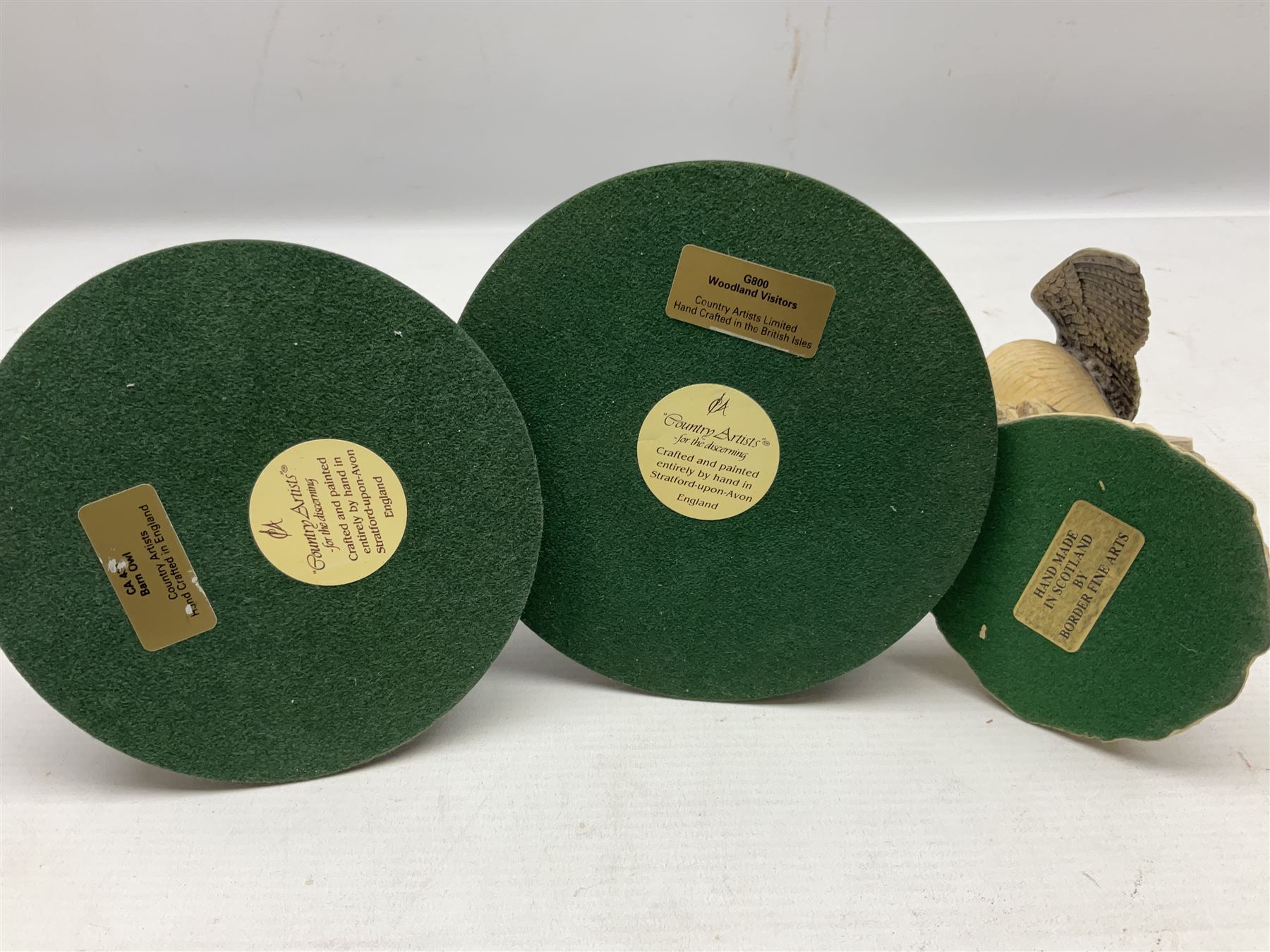 Quantity of Country Artists figures, comprising Woodland Visitors G800, Otter Family CA 552, Barn Owl CA 431, Wren CA 81, Mouse and Acorn CA784, Kingfisher - Broadway CA422, Early Days - Barn Owlets CA 720, together with two Border Fine Arts figures comprising Woodcock by James Harvey, 1985 and First Outing, Many with original boxes (9)