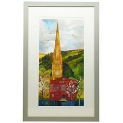 Kate Lycett (Yorkshire Contemporary): 'Square Chapel Square Church', limited edition colour lithograph signed titled dated '13 and numbered 127/150 in pencil 65cm x 33cm