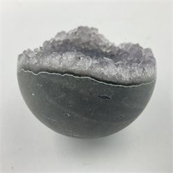 Amethyst geode spheres, with purple crystalline internal formation, D8cm