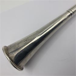 Victorian silver novelty table lighter, modelled in the form of a horn, hallmarked Joseph Braham, London 1887, L19cm