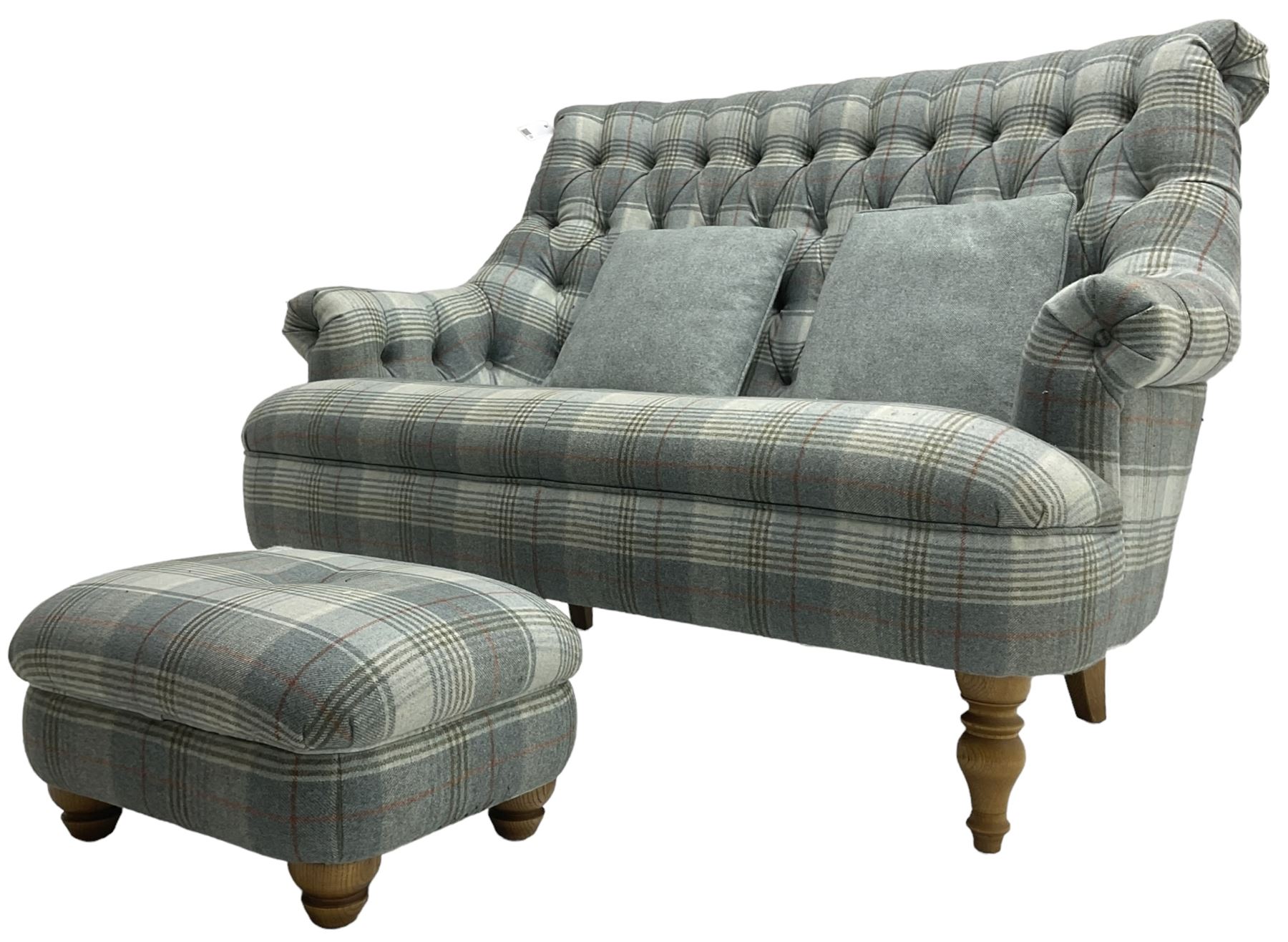 Wood Bros Furniture 'Pickering Compact Two Seater Sofa', high rolled back, upholstered in