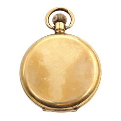 Gold plated Waltham Traveler full hunter keyless lever pocket watch, No. 17654125, white enamel dial with Roman numerals, boxed