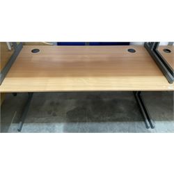Two light beech rectangular office desks - THIS LOT IS TO BE COLLECTED BY APPOINTMENT FROM DUGGLEBY STORAGE, GREAT HILL, EASTFIELD, SCARBOROUGH, YO11 3TX