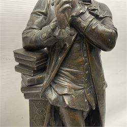 After Albert-Ernest Carrier-Belleuse, bronze figure of Mozart upon a wooden plinth, signed Carrier to the reverso, H56cm
