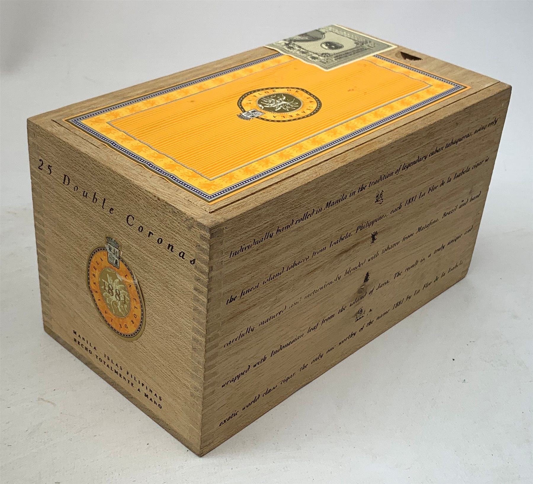 La Flor de la Isabela, 25 Double Corona 1881 cigars in sealed wooden box