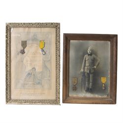 WWI French framed Medaille Militaire and Croix de Guerre with Palm to 31st Chasseurs a Pie...