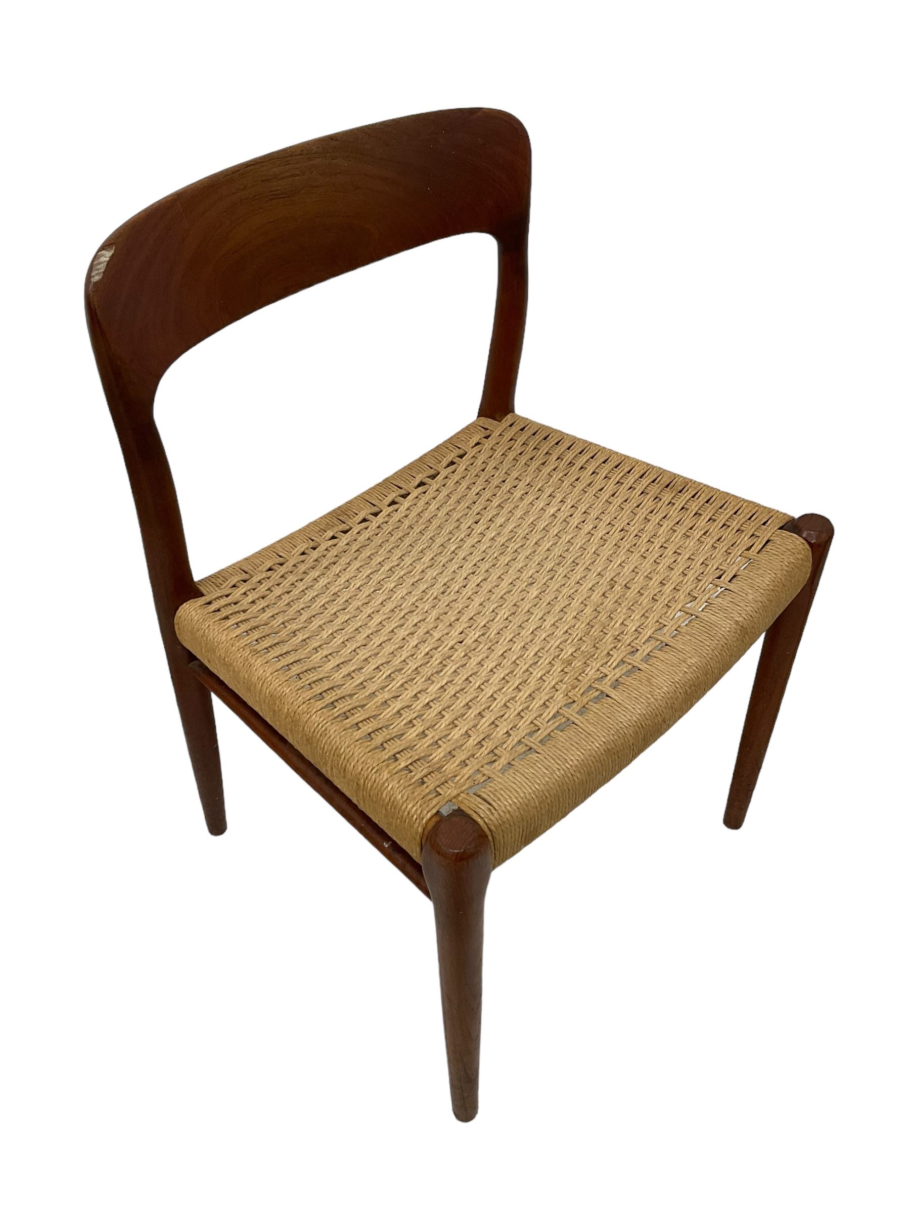 Niels Møller for J L Møllers Møbelfabrik - set of four mid-20th century teak 'Model 75' dining chairs, woven seats