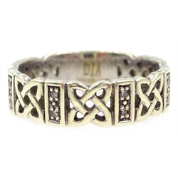  9ct white gold diamond set Celtic ring, hallmarked  