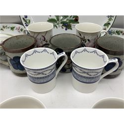 Royal Worcester Herbs oven dish, tray and bowl, together with Villeroy & Boch mugs, Royal Worcester coasters etc 