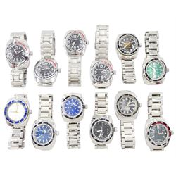 Boctok twenty-one stainless steel wristwatches including Ampibia, Komandirskie and divers, automatic and manual wind movements