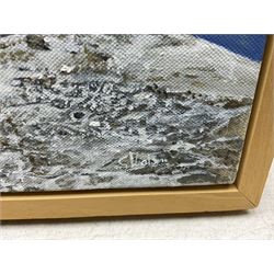 Gemma Watson (British Contemporary): Lady Palmer's Cottage Runswick Bay, acrylic on canvas signed, titled with artist's Studio Card verso 66cm x 101cm 