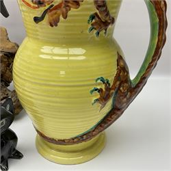 Bristol blue glass vase and goblet, together with Burleigh jug and other collectables