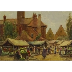 James W Milliken (British 1887-1930): Townscapes, pair watercolours signed 16cm x 24cm (2)