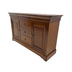 Grange Furniture cherry wood sideboard, fitted with three drawers and two cupboards