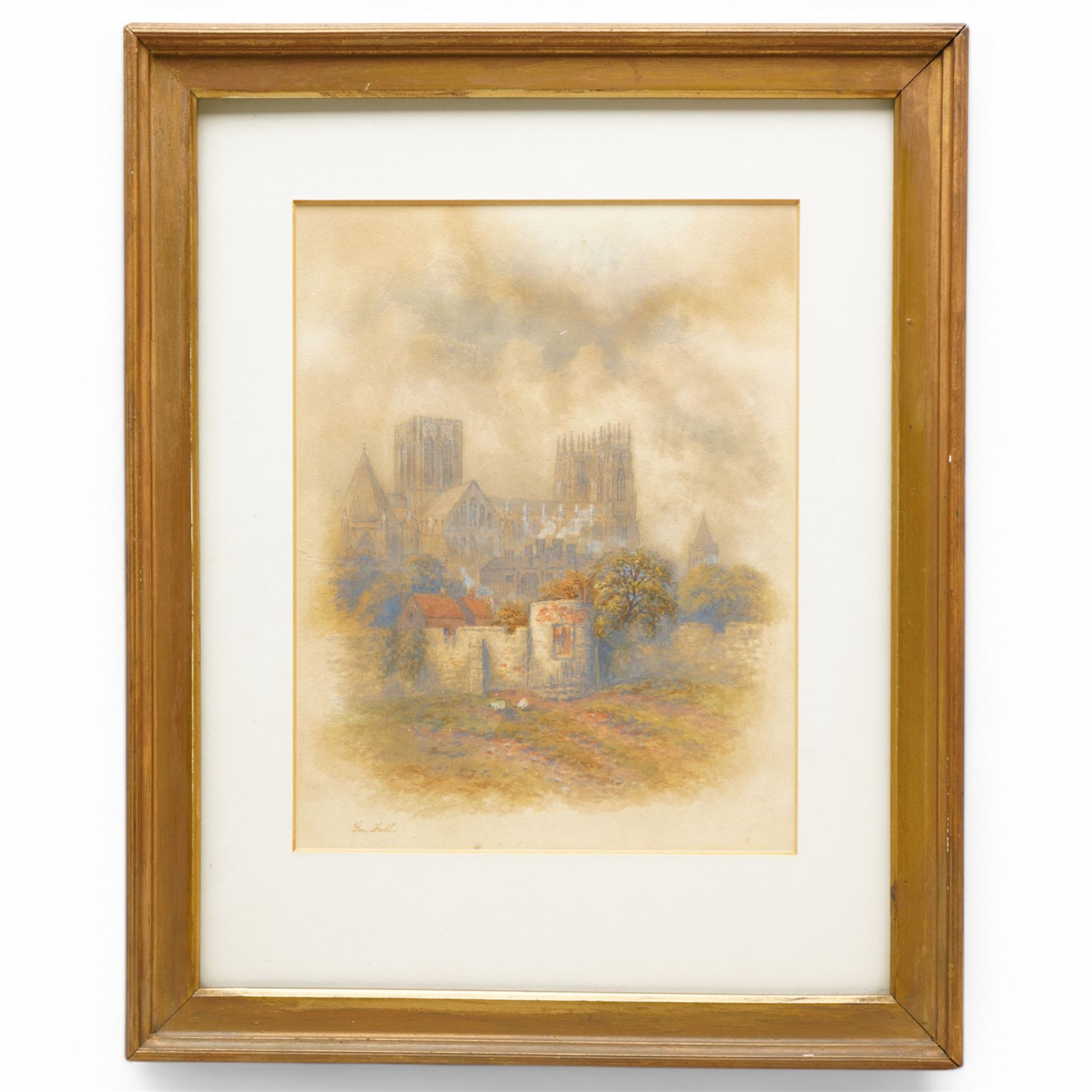 George Fall (British 1848-1925): View of the City Walls and York Minster North Side from Lord Mayors Walk, watercolour signed 22cm x 17cm