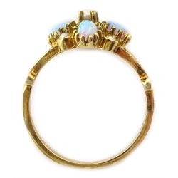  Silver-gilt opal and pearl ring, stamped SIL  