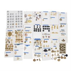 Collection of military cap badges, buttons and similar, including examples for Royal Army ...