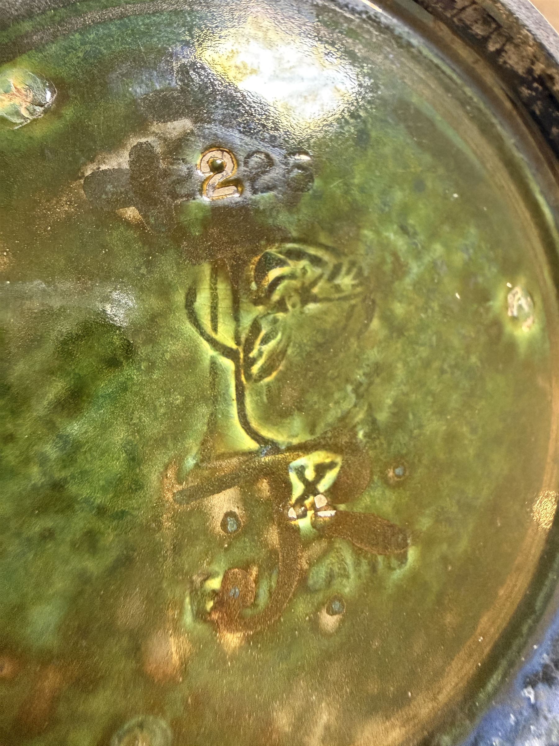 Richard Joyce for Pilkington, Royal Lancastrian lustre vase, of squat form, decorated with grapes and vine leaves, with impressed marks beneath, H9cm