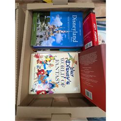 Collection of Walt Disney books and two posters, including The Disney Treasures, Before The Animation Begins, Inside The Dream, The Lost Notebook, etc, in two boxes