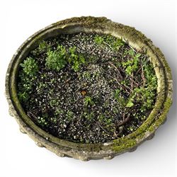 Large cast stone round planter / urn