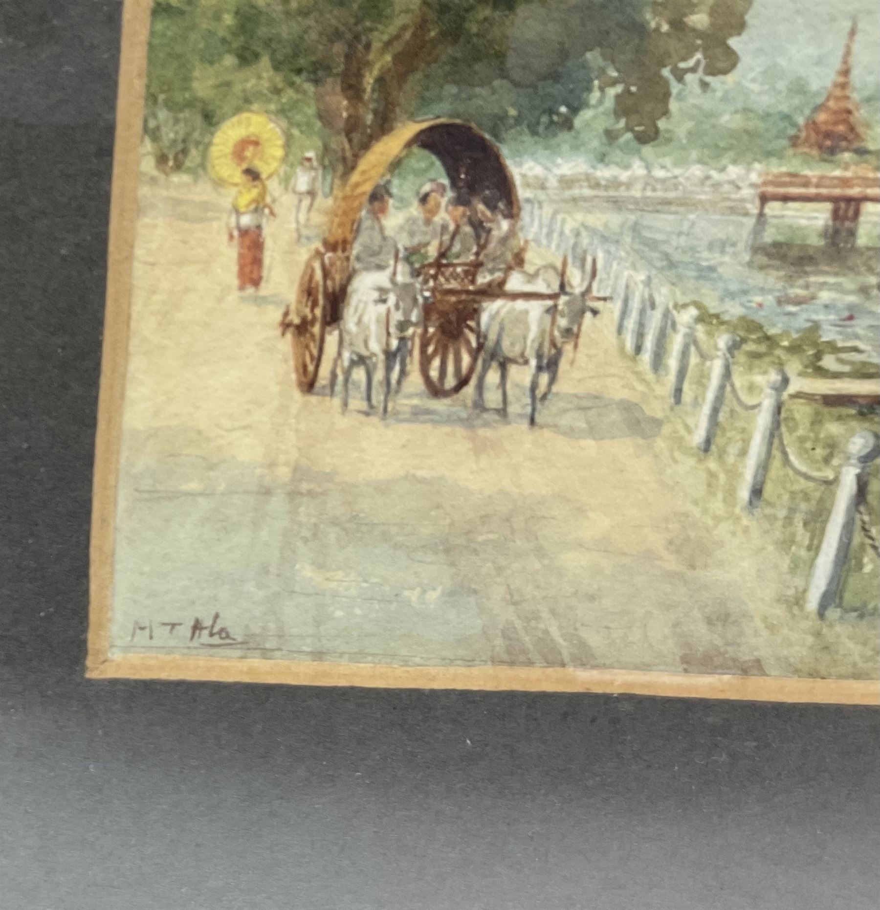 Maung Tun Hla (U Tun Hla) (Burmese 1874-1946): The Shwedagon Pagoda, pair watercolours signed M T Hla 16cm x 21cm (2)