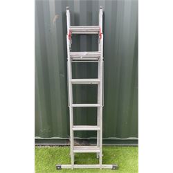 ''ABRU'', four way professional, three section, combination ladder, folded - (190cm),
extended- (390cm) - THIS LOT IS TO BE COLLECTED BY APPOINTMENT FROM DUGGLEBY STORAGE, GREAT HILL, EASTFIELD, SCARBOROUGH, YO11 3TX