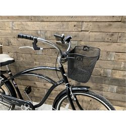 Alpha Plus Surge 26'' bicycle, black, with front and rear baskets