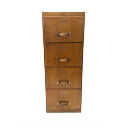 Vintage oak filing cabinet, fitted with four deep drawers 
