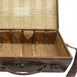 Leather six division shotgun cartridge box with the label of James Woodward, London W47cm