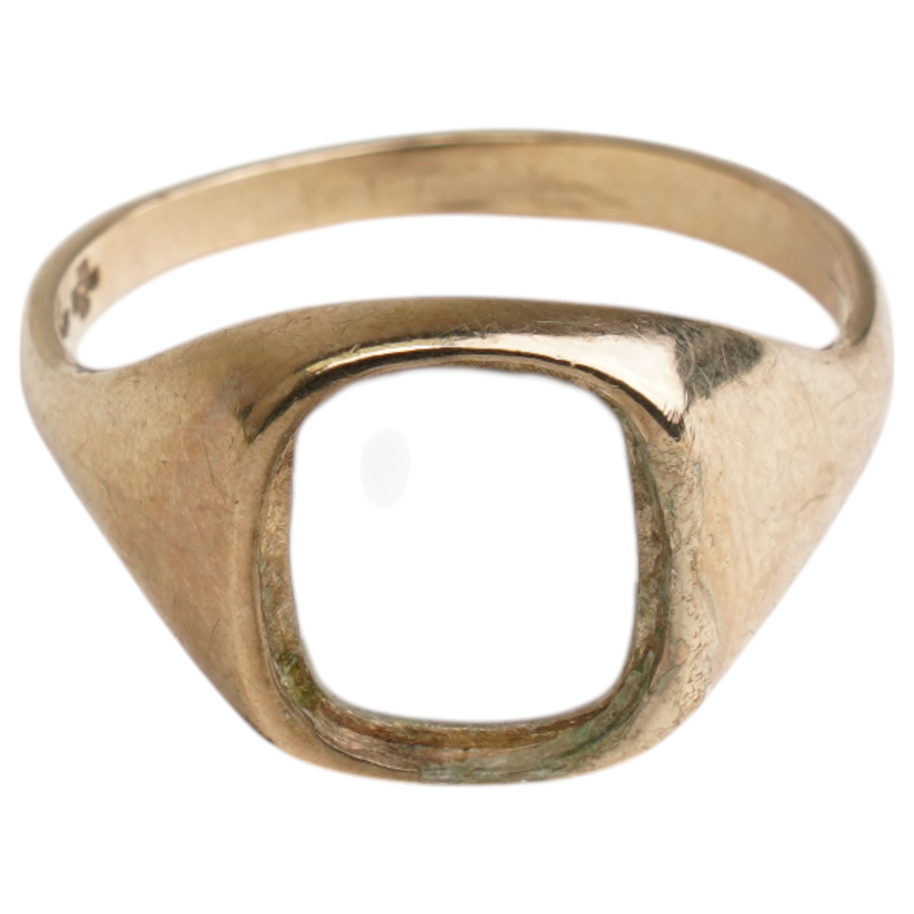 9ct gold signet ring mount, hallmarked