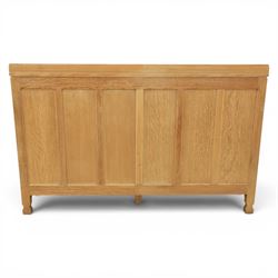 Mouseman - adzed oak dresser, fitted with six drawer and two cupboards, with carved mouse signature, by the workshop of Robert Thompson of Kilburn