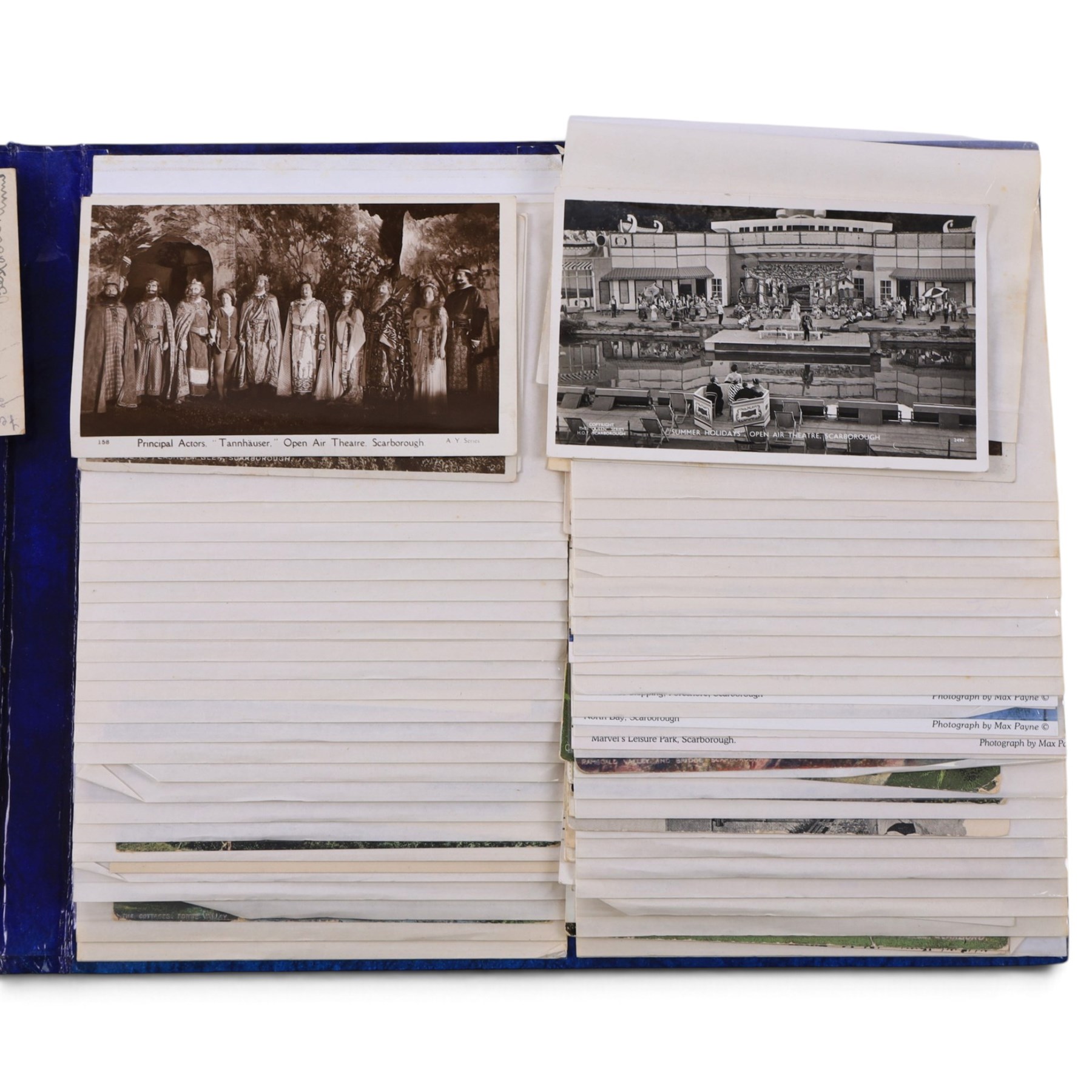 Collection of local Scarborough post cards, including South Bay, The Spa, Churches, novelty examples, black and white examples, etc contained within various albums, (approximately 780)
