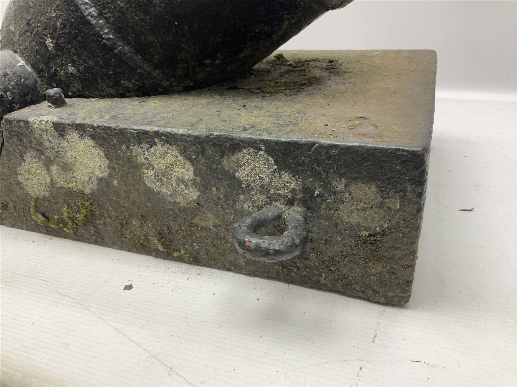 Black painted cast-iron muzzle loading mortar for round ball shot, 18th/19th century, approximately 9cm (3 1/2