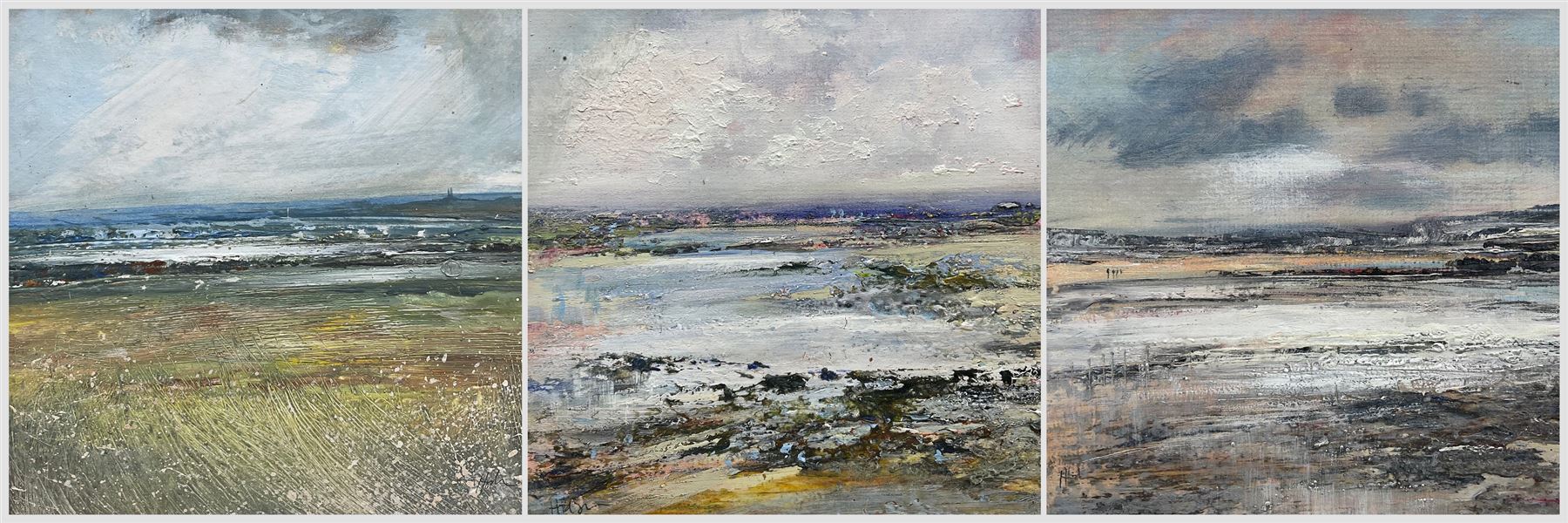 Peter Hodson (British Contemporary): Coastal Scenes, three oils on board signed max 25cm x 25cm (3)