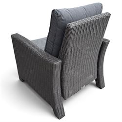 Kettler - Palma rattan garden reclining lounger chair, of high-back and square form with reclining and extending foot-rest function, with loose seat cushions and protective cover