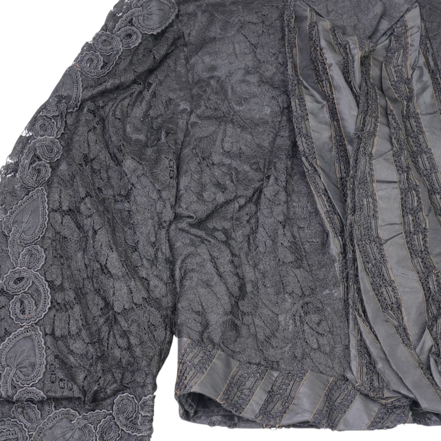 Victorian two-piece lace mourning dress, contained in Brown Muff & Co of Bradford box