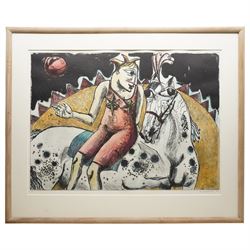 Adrienne Craddock (British Contemporary): 'Drollery', etching in colours signed titled dated '92 and numbered 1/10 in pencil 58cm x 78cm