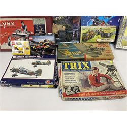 Nineteen assorted construction kits by Lego, Trix, Airfix, Tamiya, Paula, Steel Tec etc; all boxed (19)