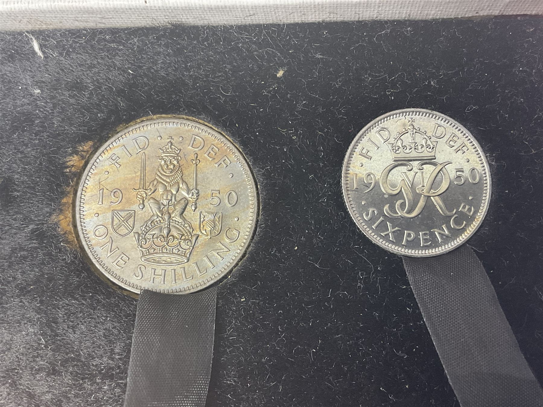 King George VI 1950 nine coin proof set, in Royal Mint red card box