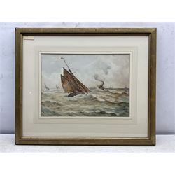 Robert Frank Thirkettle (British 1849-1916): Fishing Yawl and Steam Paddle Boat, watercolour signed 33cm x 47cm 
Provenance: private collection, purchased David Duggleby Ltd 29th November 2010 Lot 103