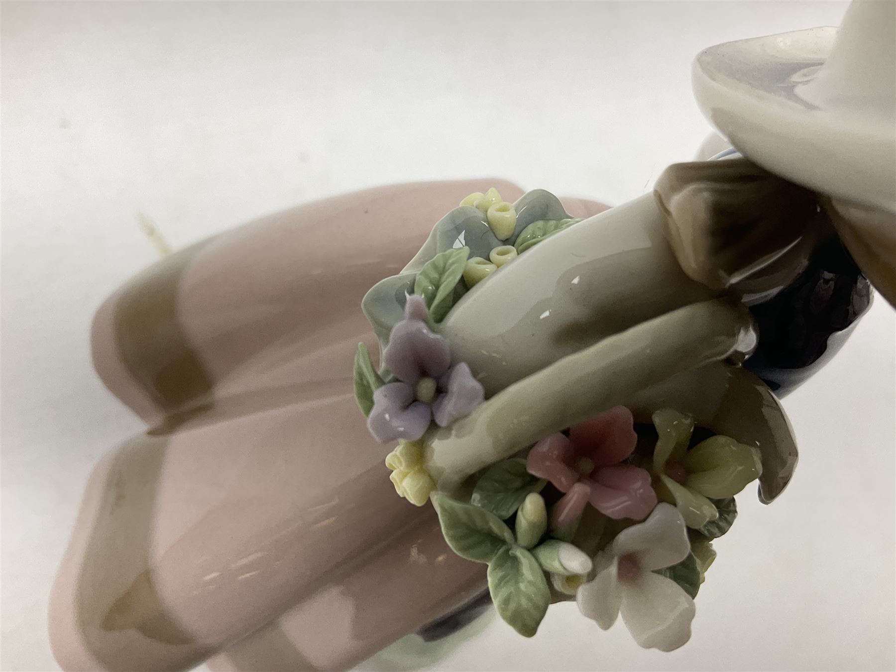 Three Lladro Flower Girls figures, comprising Sweet Scent no 5221, Pretty Pickings no 5222 and Spring is Here no 5223, largest example H18cm 