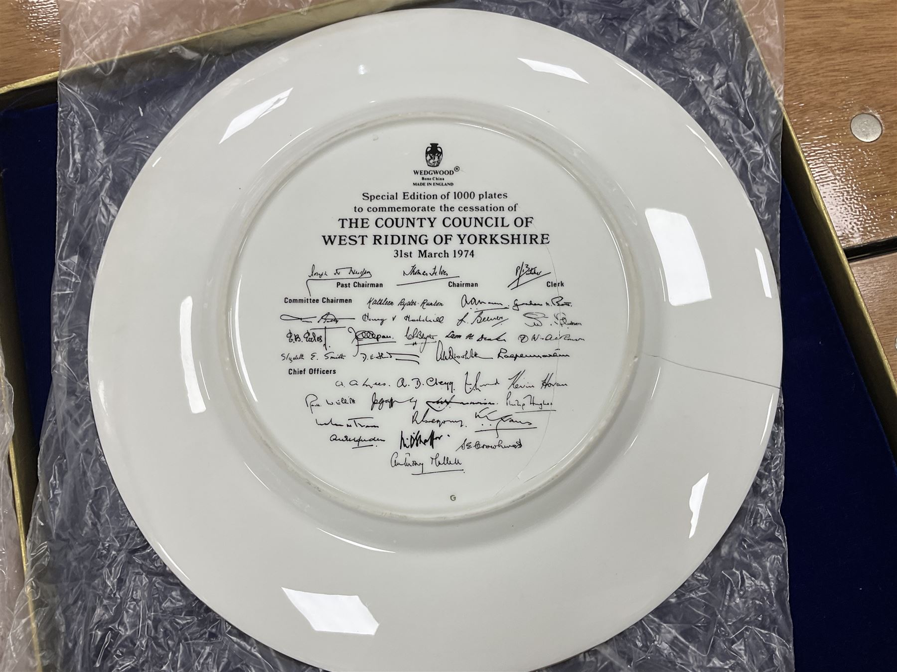 The Daily Express Coronation Souvenir picture book 1937, together with boxed Spode Selby Abbey plate and boxed Wedgwood West Riding of Yorkshire County Council plate 