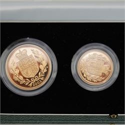 The Royal Mint United Kingdom 2002 Gold Proof Sovereign Four Coin Collection, comprising five pound, double sovereign, full sovereign and half sovereign, in case with certificae