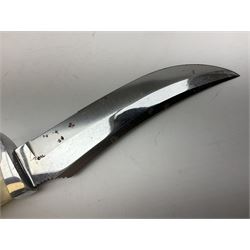 German Puma Skinner knife, the 13cm steel blade marked model 6393, serial No.55472 to guard, fixed blade, antler scales; in original hard plastic case; with brown leather sheath L29cm overall