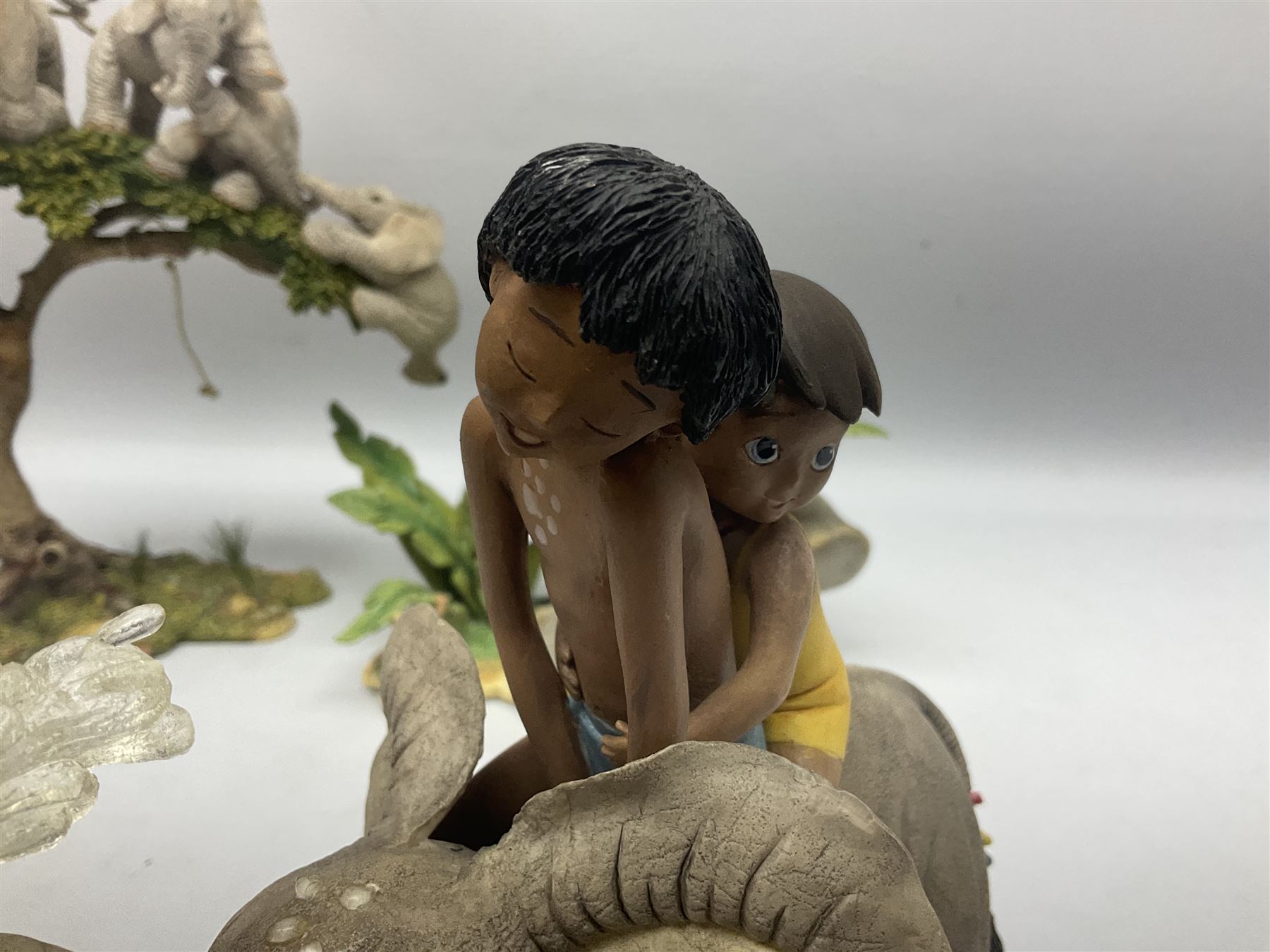 Seven Tuskers elephant figure groups, to include limited edition Stop! Mice Crossing 3479/4000 and Hide n' Squeak 77/4000, Love is... Sharing, Always a Safe Haven, Together Always etc, tallest H24cm